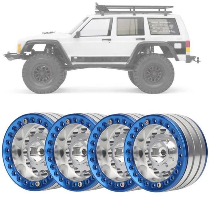 RC-Hub Lot De 4 Jantes Beadlock En Aluminium De 4,8 Cm Pour Camion RC Crawler 1/10 AXIAL SCX10 CC01 (vert + Noir