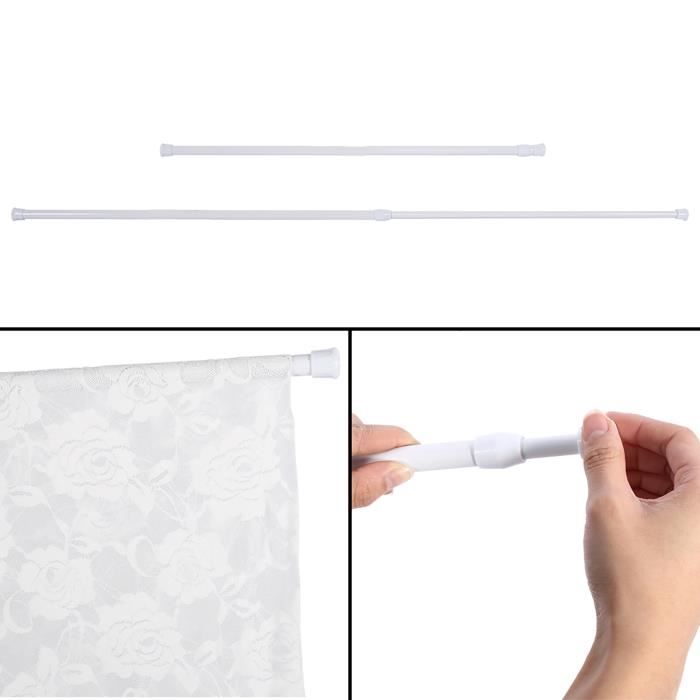 GARDINIA Tringle à Rideau Press&Go Filigrano – Fixation Sans Perçage – 30-50 Cm – Effet Inox Boule