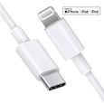 Original Apple USB-C to Lightning Cable - Câble Lightning 1M charging cable For iPhone iPad iPod MacBook Blanc-1