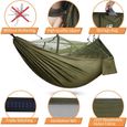 Hamac de Voyage Ultra-léger Camping avec moustiquaire|300 kg de capacité de Charge,2 mousquetons Haut de Gamme,2 x élingues en-1