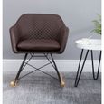 Fauteuil à bascule ADELANO rocking chair relax avec coussin et accoudoirs design scandinave pieds en bois chaise en tissu brun fonc-1