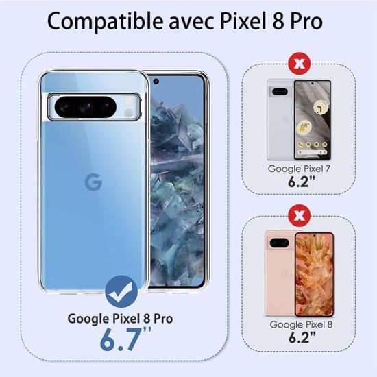 Coque Transparente Totill Pour Google Pixel 8 Pro - TPU Ultra-fin, Anti-jaunissement, Compatible Charge Sans Fil