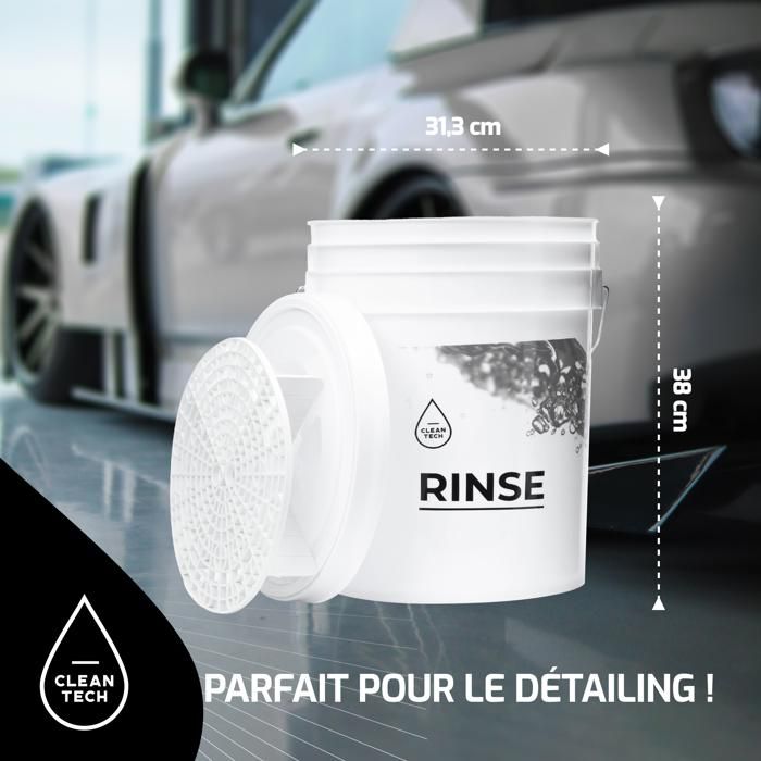Seau De Lavage Voiture 20L Avec Grille Filtrante - Méthode 2 Seaux - Noir Résistant