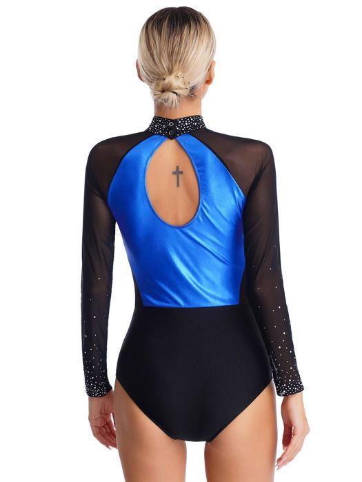 Oyolan Femme Justaucorps Gymnastique Strass Combinaison