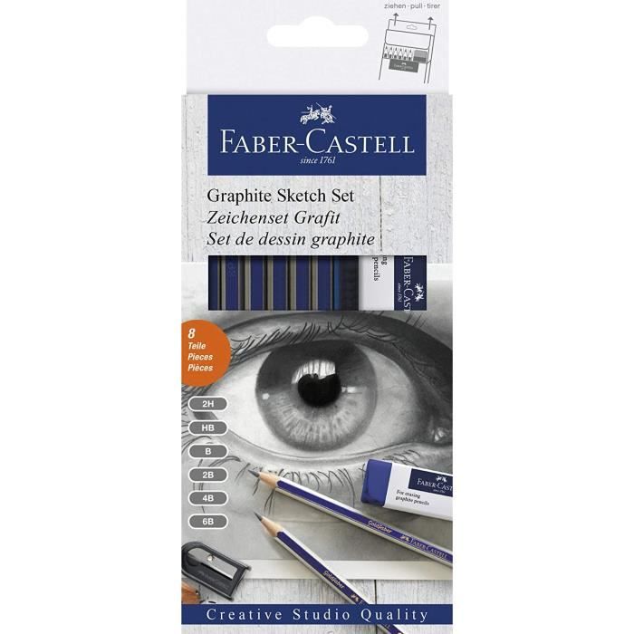 Graphite Crayon Set Goldfaber - Set de crayons graphite pour croquis FC114000 Noir 8 Unité ...