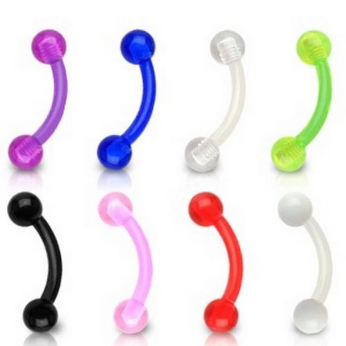 Barbeille Piercing Arcade Acrylique Transparent - 8mm/1.2mm - Pour Sourcil, Helix, Tragus