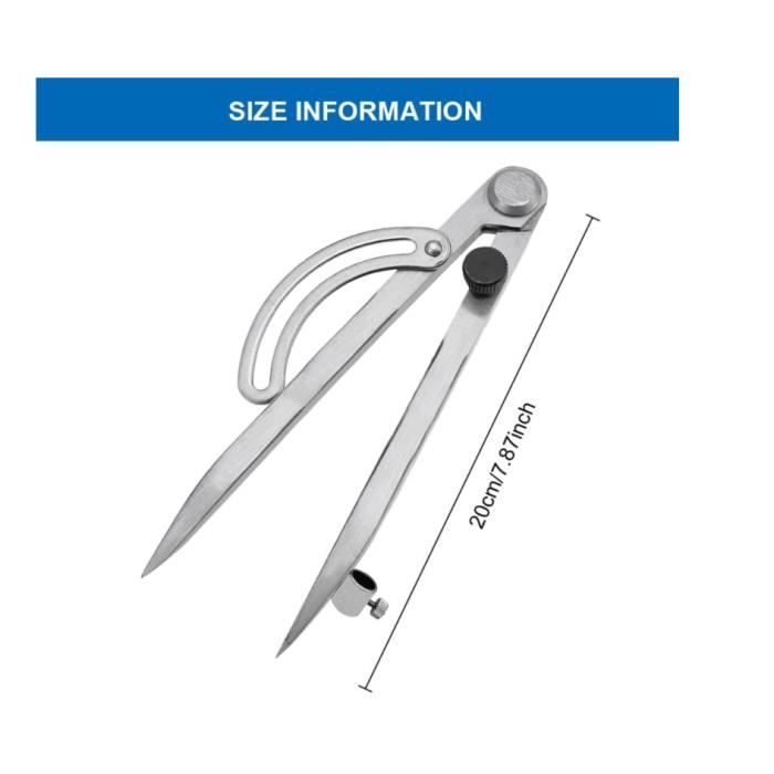 Compas à crayon - Professionnel - 20 cm - Acier au carbone - Réglable ...