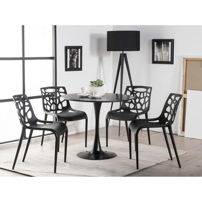 Table de salle à manger 90 x 90 cm bois clair et noir BOCA