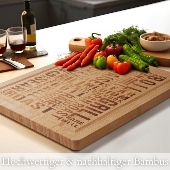 Planche à Découper Bois D'hévéa Avec Rigole - Planche à Découper