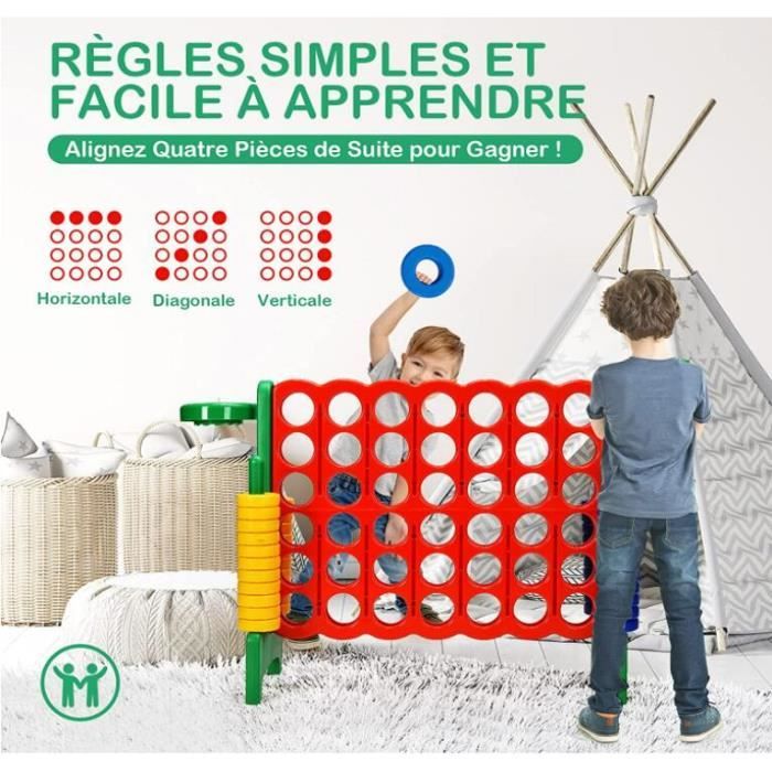 DREAMADE - Puissance 4 Géant - 120 X 42 X 103,5 Cm - 42 Anneaux - 4 Colonnes - Reset Levier - Jeu Famille Extérieur Intérieur