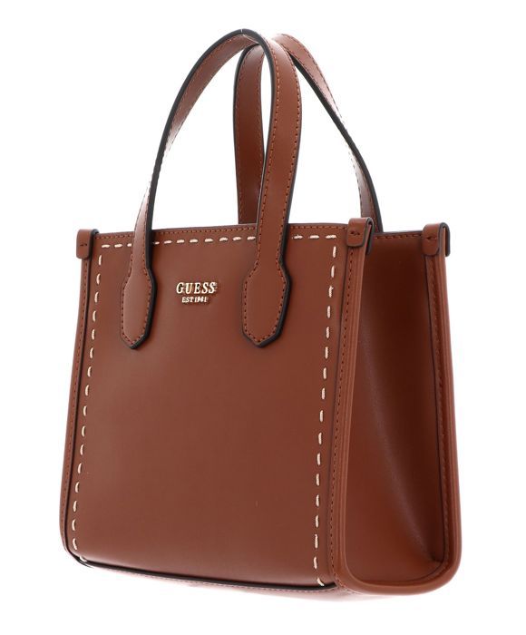 GUESS Sac à main marron beige pour femme Silvana Compartment