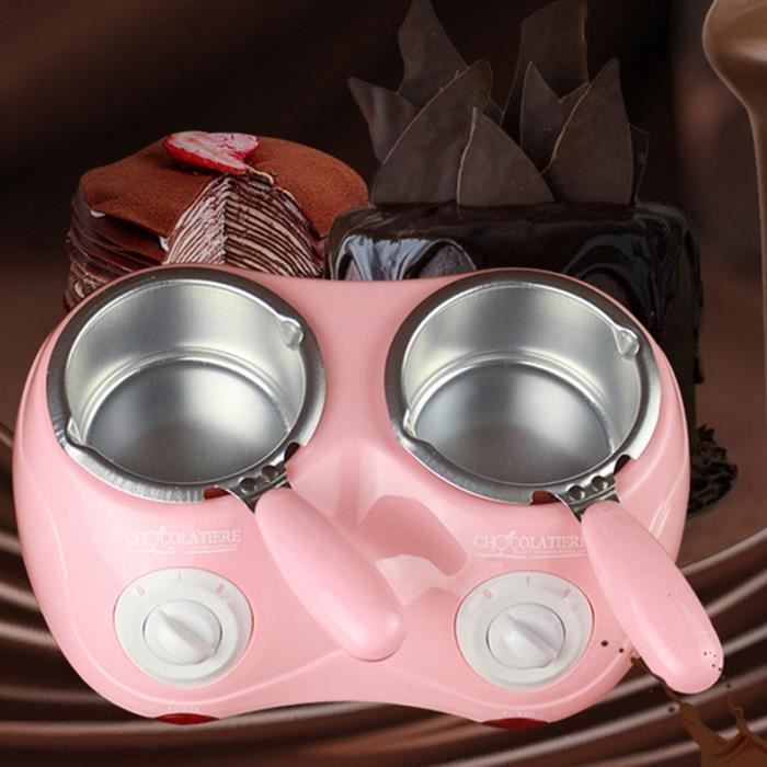 Fondoir à Chocolat électrique Double Pot - Kit Avec Moules, Température Réglable, 110-220V 80W