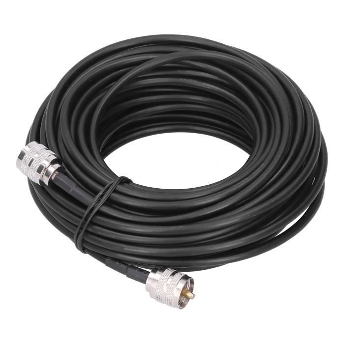 Câble coaxial RF Pl-259 mâle CB 75FT, 50 Ohm Rg8X Pl-259 câble coaxial à faible perte UHF mâle pour radio amateur et CB, analyseur d'antenne, charge fictive, antenne AIS, mètre SWR