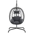FDIT Chaise suspendue en forme d'œuf avec coussin Anthracite - FDI7406559550493-2