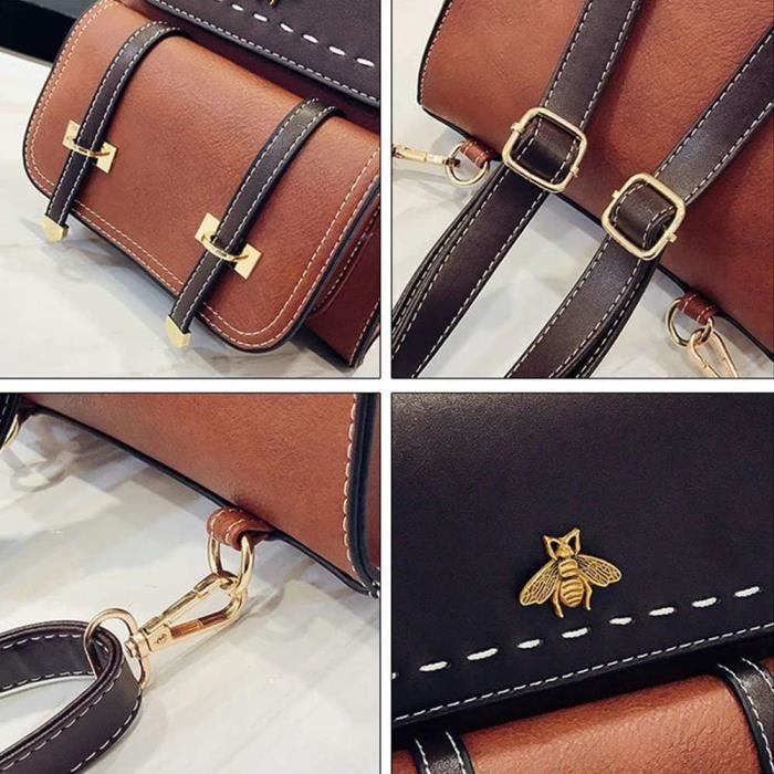 Vintage Femmes Sac A Dos Petite Abeille De Mode PU en Cuir Femmes Sacs A Dos Simple Style Sacs A Main Style Etanche Cdiscount Bagagerie Maroquinerie