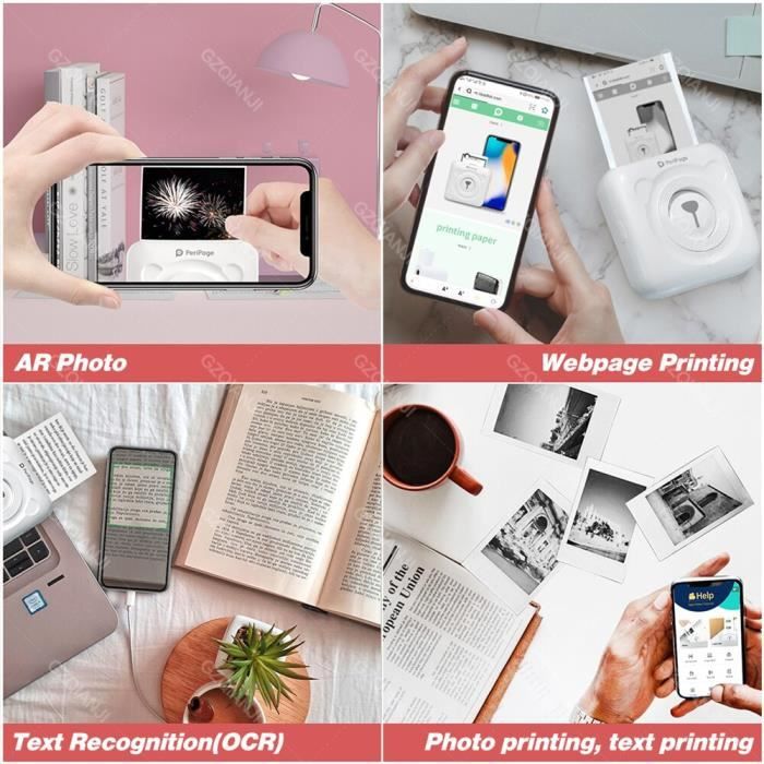 Mini Imprimante Photo Péripage Haute Résolution Sans Fil pour Bluetooth  Téléphone Portable de Poche (Rose)-ALI - Cdiscount Informatique