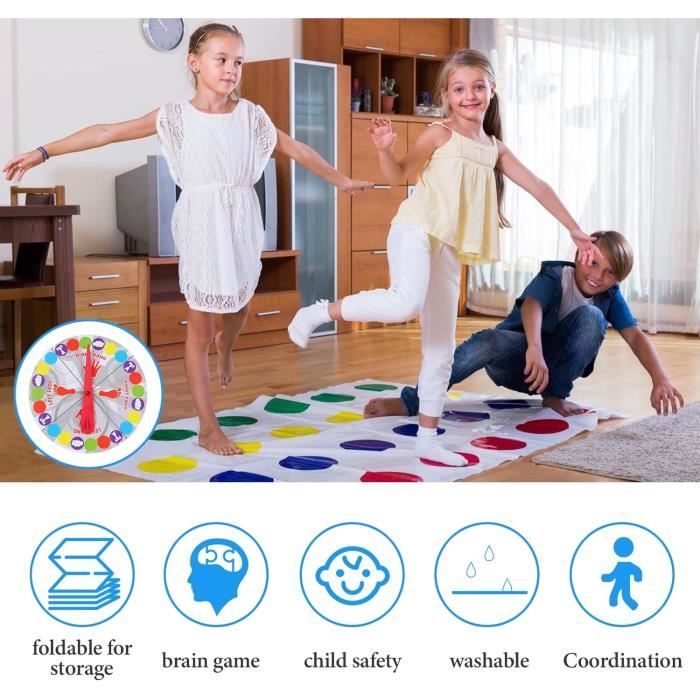 Twister Géant Jeu De Sol - Jeu D'équilibre Pour Enfants Et Adultes - Idéal Fêtes, Jardin, Famille