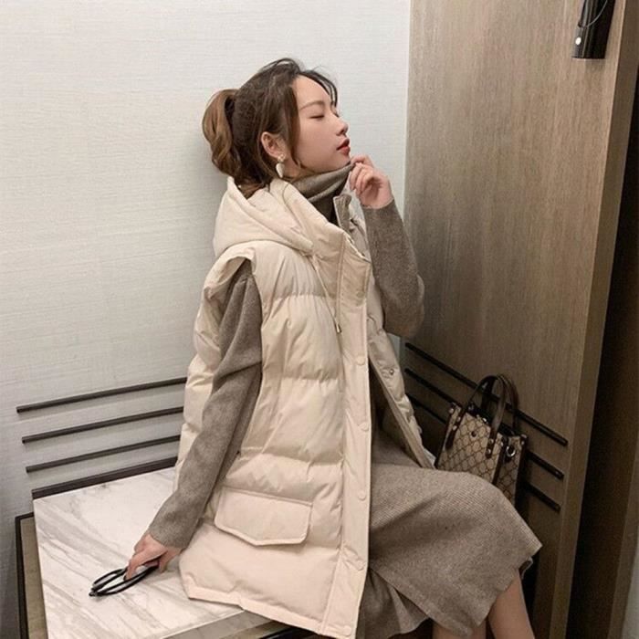 Gilet Gilet Long pais en coton pour femme neuf avec col
