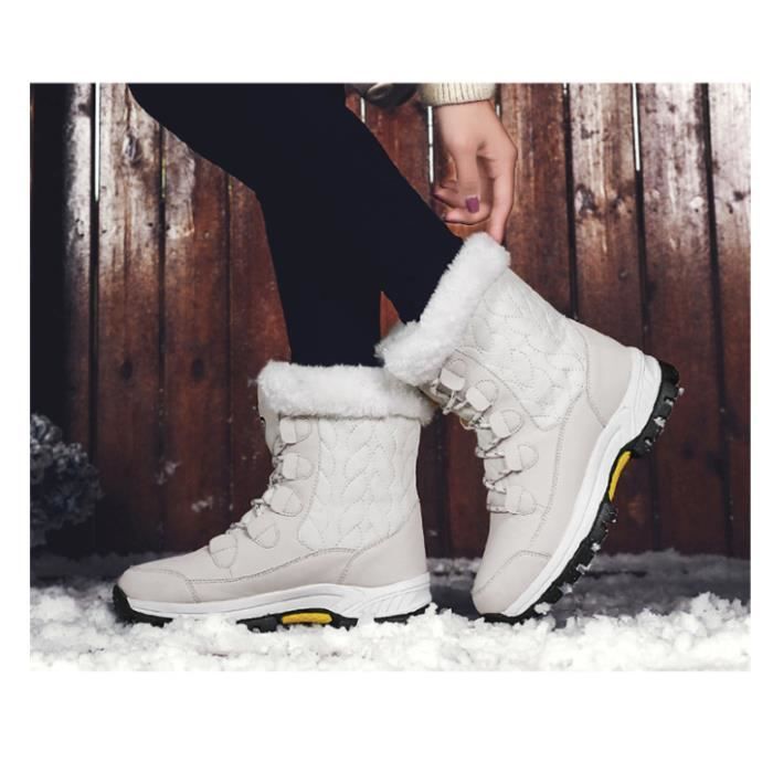 Botte de Neige Femme Bottes d'hiver Antidérapant Fourrure Léger Bottes  Après Ski à Lacets Winter Boots Chaudes Chaussure de Neige blanche -  Cdiscount Chaussures