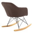Fauteuil à bascule ADELANO rocking chair relax avec coussin et accoudoirs design scandinave pieds en bois chaise en tissu brun fonc-3