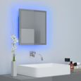 984Magasin•)Miroir LED de salle de bain,Miroir mural salle de bain Gris brillant 40x8,5x37cm Aggloméré VENTE Meilleures-3