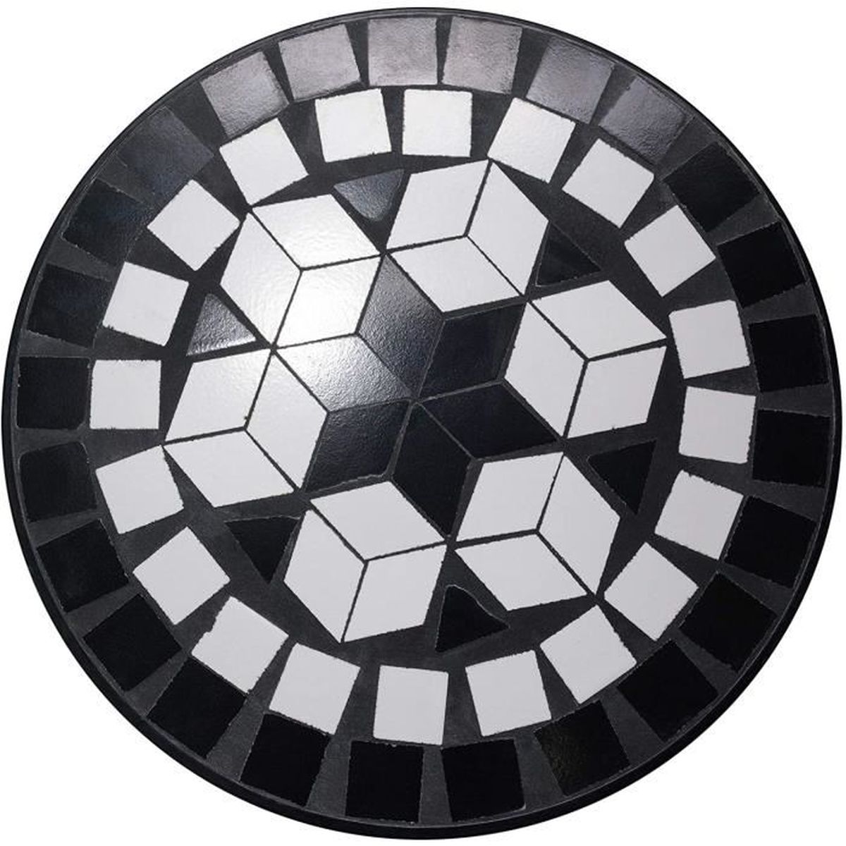 Table Pour Plantes En Mosaique Ronde O 30 Cm Noir En Metal
