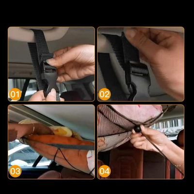 Filet De Rangement Pour Toit De Voiture 90x65cm - Filet Élastique Universel Pour SUV, Camping-Car Et Véhicules à 4 Poignées
