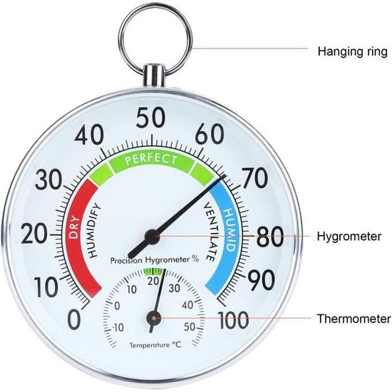 Thermomètre de serre 2 en 1 utilisé pour thermomètre intérieur et extérieur et hygromètre bureau Pour cuisine Pas de pile nécessaire Lot de 2 Thermomètre analogique et hygromètre maison