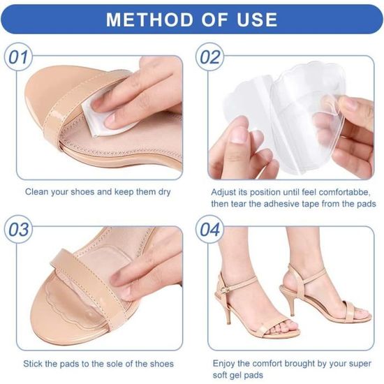 Demi Semelle Avant Pied 4 PCS Silicone Auto adh sif Semelles