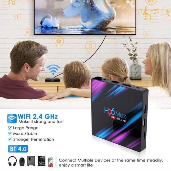 Android TV Box 11.0 4 Go De RAM 64 Go De ROM Décodeur Smart TV Box