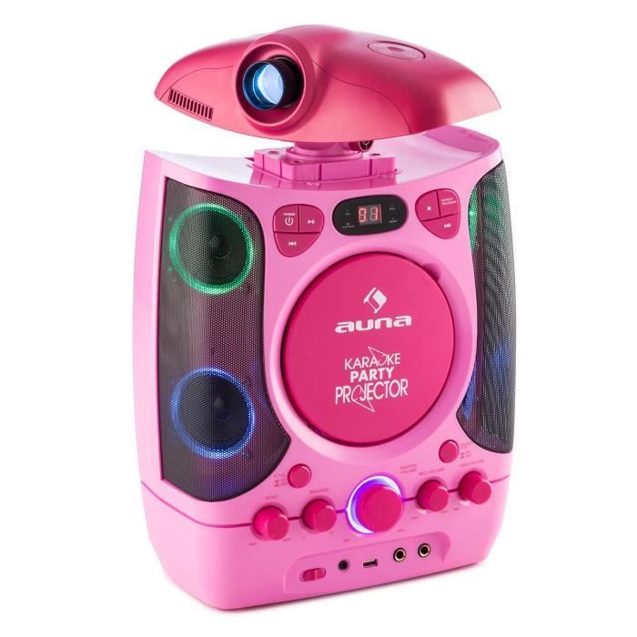 auna Kara Projectura Dazzl Set Karaoké lecteur CD CD-G USB MP3+2 micros -  rose