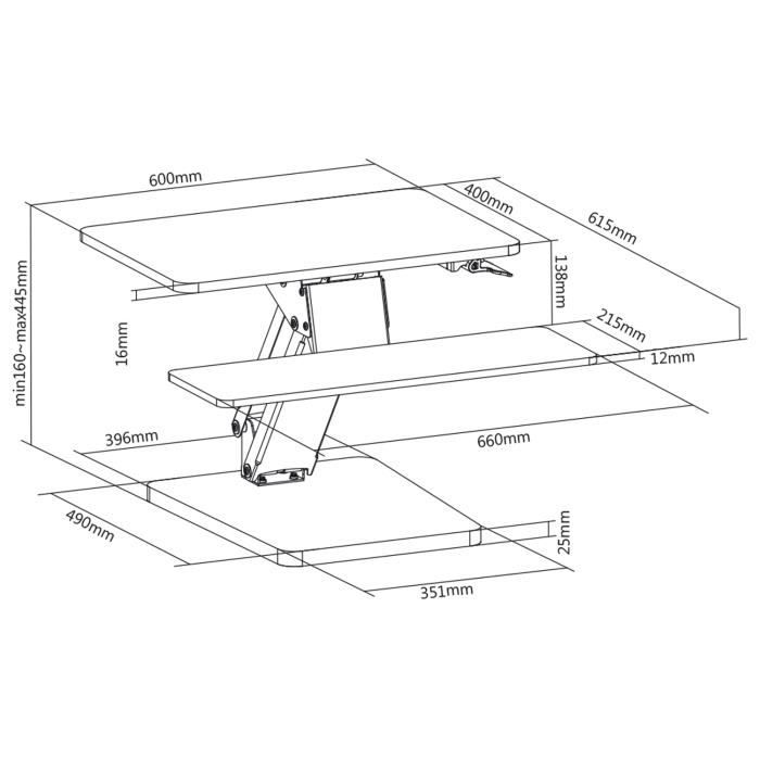 Poste de travail assisdebout Fixation de bureau pour clavier et — free download