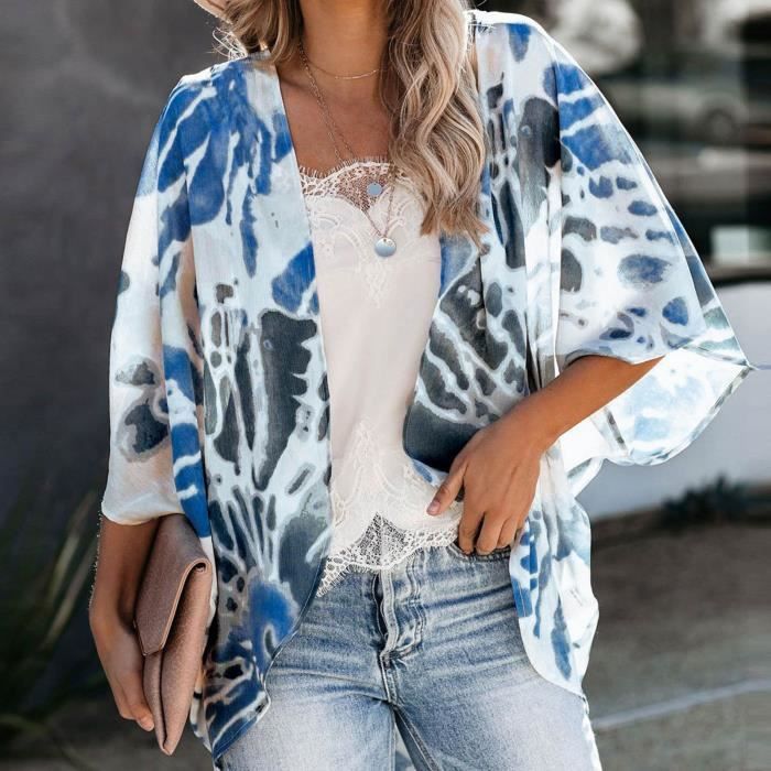 Cardigan kimono fluide pour femmes Robe ouverte sur le devant