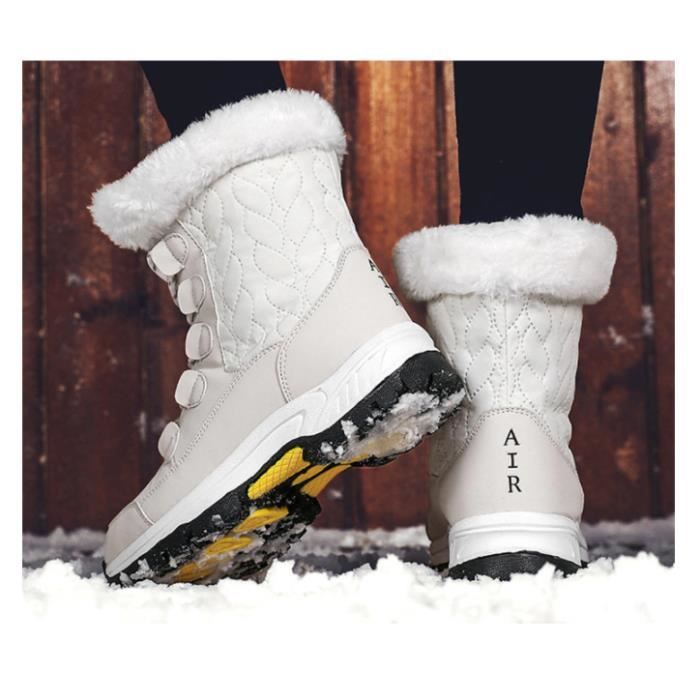 Bottes de neige femmes polaire semelle épaisse - ECELEN - Automne/Hiver  2022 - Blanc - Caoutchouc - Lacets Blanc - Cdiscount Chaussures