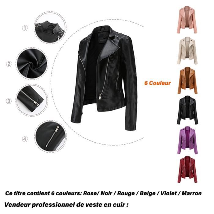 Veste Femme Veste en cuir Femme Mi saison Mode Slim Fit Col revers Nouvelle Confortable Marque Luxe Vetements Femme ZHM12659 Beige Cdiscount Pret a Porter