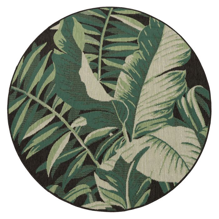 Tapis Extérieur Paco Home 140x200 Cm Motif Palmiers Jungle Vert - Salon Terrasse Cuisine Boho