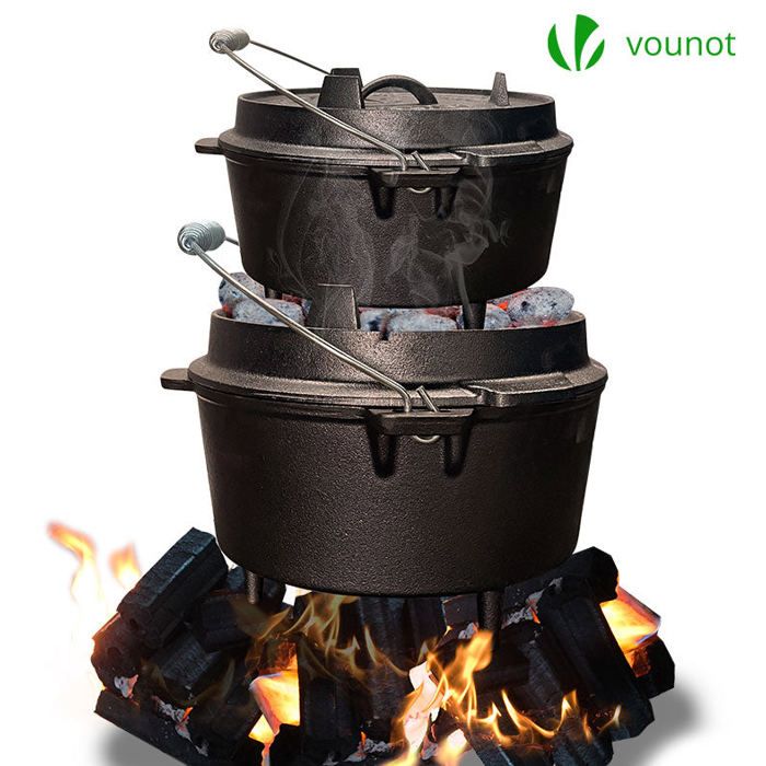 Four Hollandais En Aluminium 12 Pouces - Avec Couvercle En Fonte Et Poignée - Pour Camping Et Maison