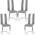 Lot de 4 chaises de salle à manger JADE Grises et Blanches en simili - 39.5x49x98.5 cm-0