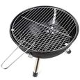Grille de barbecue ronde JEOBEST - Mini-gril boule noir pour grillades directes ou indirectes - Diamètre 30 cm-0