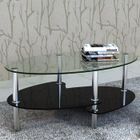 Table Basse Scandinave OVONNI - Forme Ovale - Verre Laqué - Noir