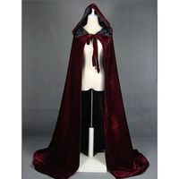 Bourgogne - 150 cm - Cape longue en velours Everak à capuche pour adultes, Costume de vampire Wicca médiéval,