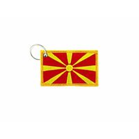 Porte cle cles clef brode patch ecusson badge drapeau macedoine macedonien