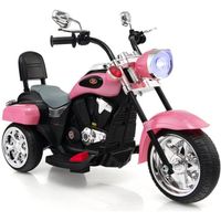 DREAMADE Moto Électrique pour Enfants, Scooter 6V au Style Cool avec Phare Réglable de Haut en Bas, Pédales et Dossier, Rose pâle