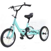 Vert 14 pouces Tricycle pour enfants - Avec panier - 3 roues - Pour enfants de 5 à 6 ans