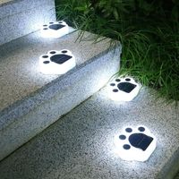 gift-Blanc -Lumières solaires d'impression de patte décorations mignonnes imperméables de paysage de LED pour le jardin extérieur