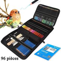 96 Pièces Crayon De Couleurs Professionnel Kit , Crayons Coloriage de Dessin et Croquis Art Set, Pour Enfants, Adultes et Artistes