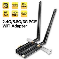 Carte WiFi 6E PCIe Carte WiFi Pour PC 3000 Mbps Bluetooth 5.2 adaptateur sans fil Bi-bande avec MU-MINO, Compatible Windows 11