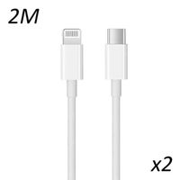 [2 pack] Cable Blanc Type-C 2M pour iPhone X - XS - XS max - XR - 11 - 11 pro - 11 pro max - SE 2 [Toproduits®]