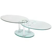 Table basse articulée Acier/Verre - GLASS n°7 - L 88 x l 58 x H 42