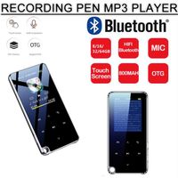 Lecteur MP3 8Go HiFi Bluetooth 4.0 avec Boutons Tactiles, Radio FM,Enregistrement, Écran 1.8'', Supporte Carte SD 64Go(Non Incluse)